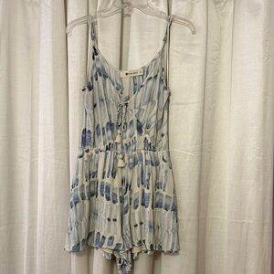 The Impeccable Pig Blue and White Romper